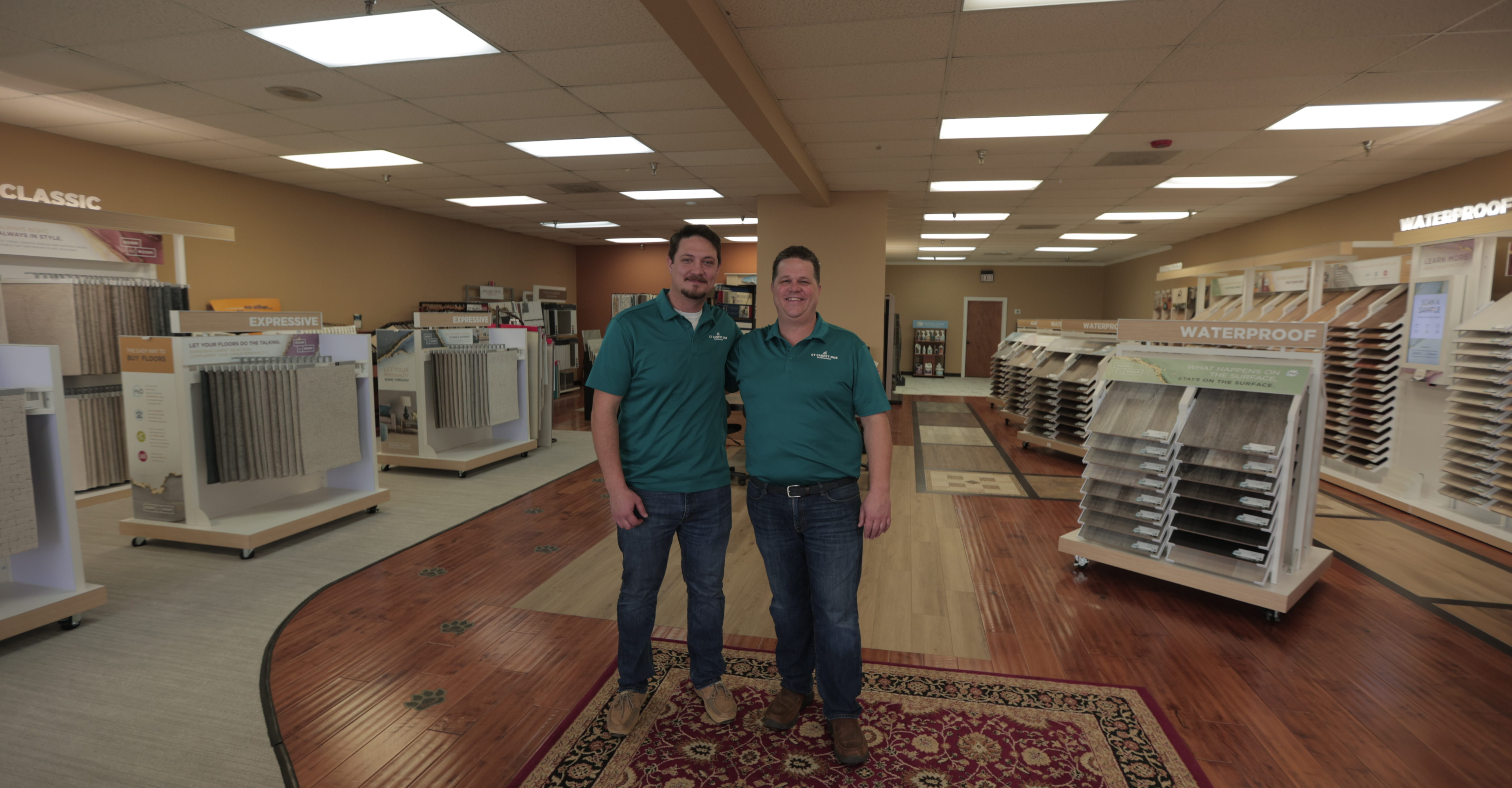CT Carpet One owners in their flooring showroom
