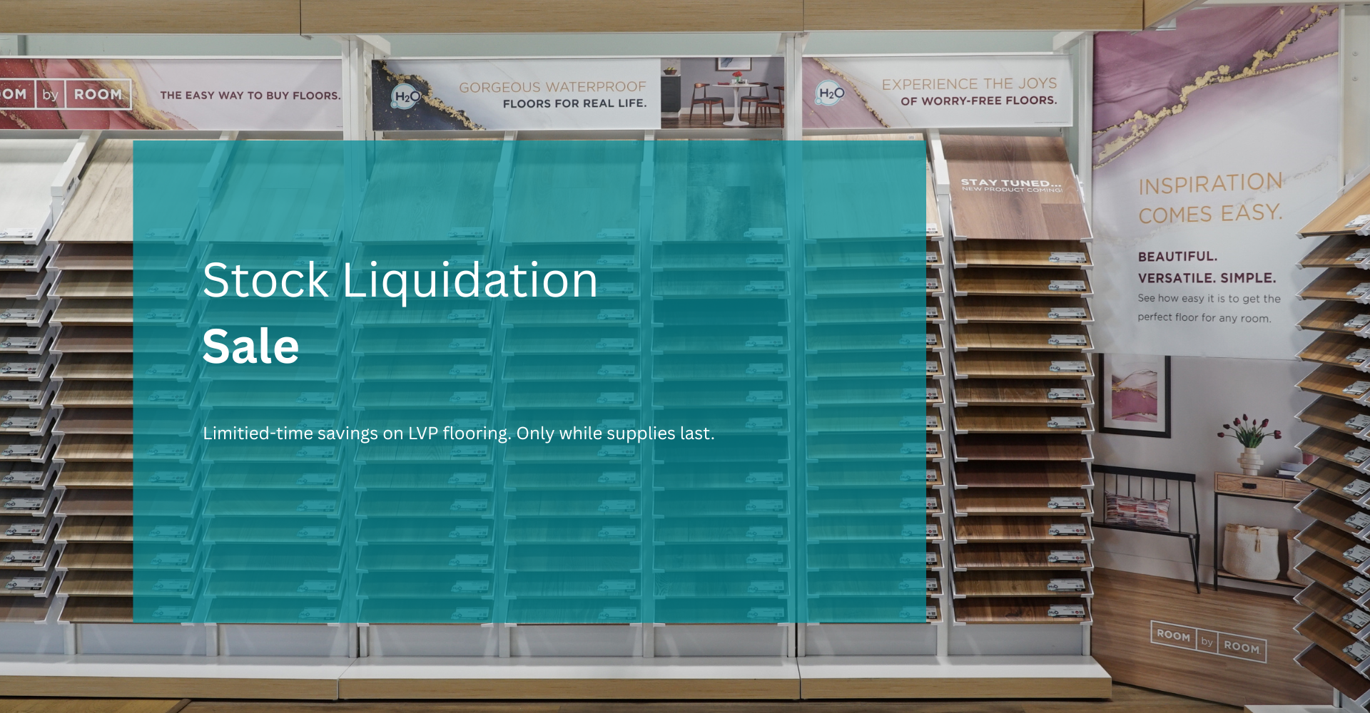 image of a stock liquidation sale on LVP flooring