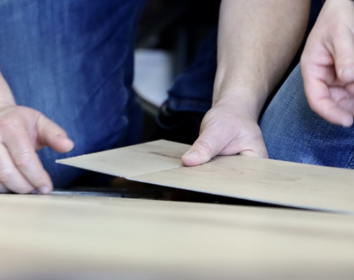 Wood flooring installation at C.T. Carpet One